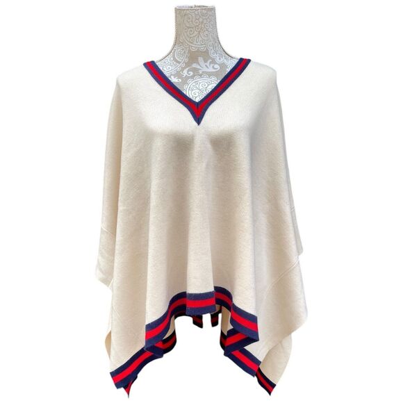Tuckernuck Camden Sweater Poncho Cream One Size Cozy Preppy Lagenlook Pullover - Picture 8 of 13